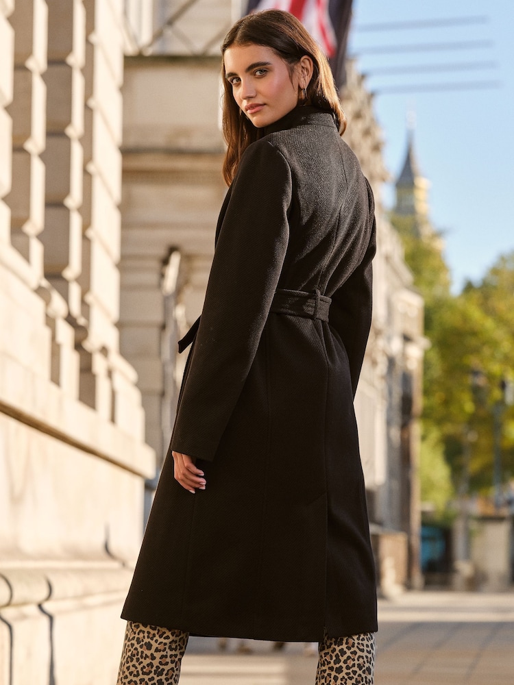 Friends Like These Black Petite Funnel Wrap Coat - Image 2 of 4