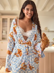 Blue Croissant Waffle Dressing Gown - Image 1 of 8