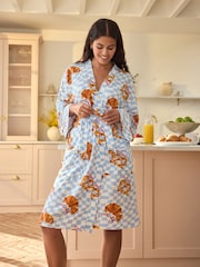 Blue Croissant Waffle Dressing Gown - Image 2 of 8