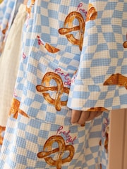 Blue Croissant Waffle Dressing Gown - Image 5 of 8
