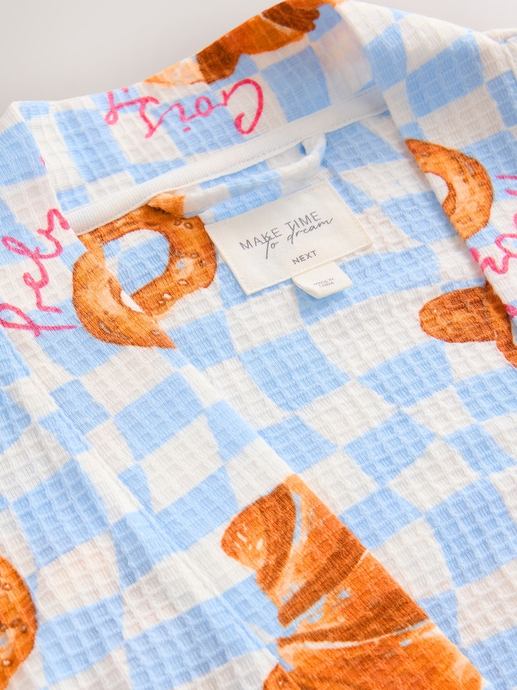 Blue Croissant Waffle Dressing Gown - Image 8 of 8