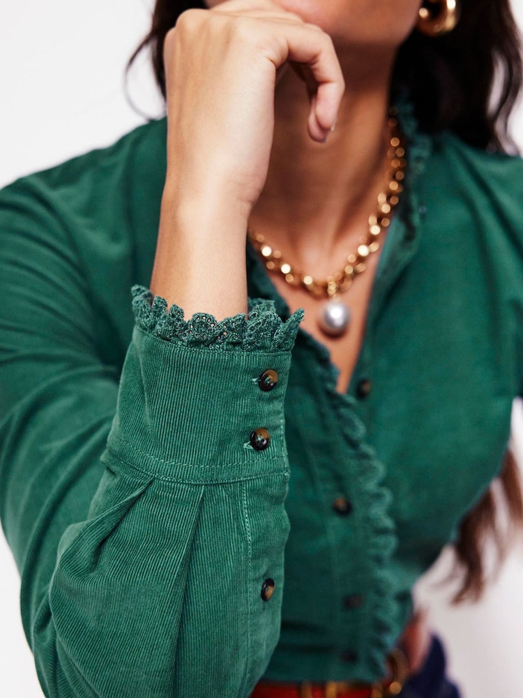 Boden Green 100% Cotton Phoebe Cord Shirt - Image 2 of 5 Boden Green 100% Cotton Phoebe Cord Shirt - Image 2 of 5