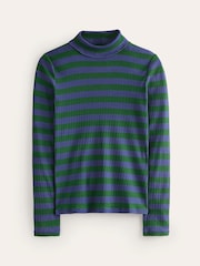 Boden Green 100% Cotton Anna Rib Roll Neck Top - Image 5 of 5
