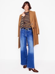 Boden Blue 100% Cotton Anna Rib Roll Neck Top - Image 1 of 4