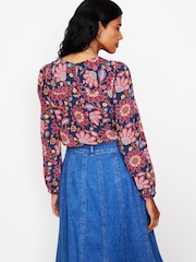 Boden Blue Easy Printed Top - Image 3 of 5