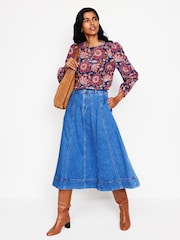 Boden Blue Easy Printed Top - Image 4 of 5