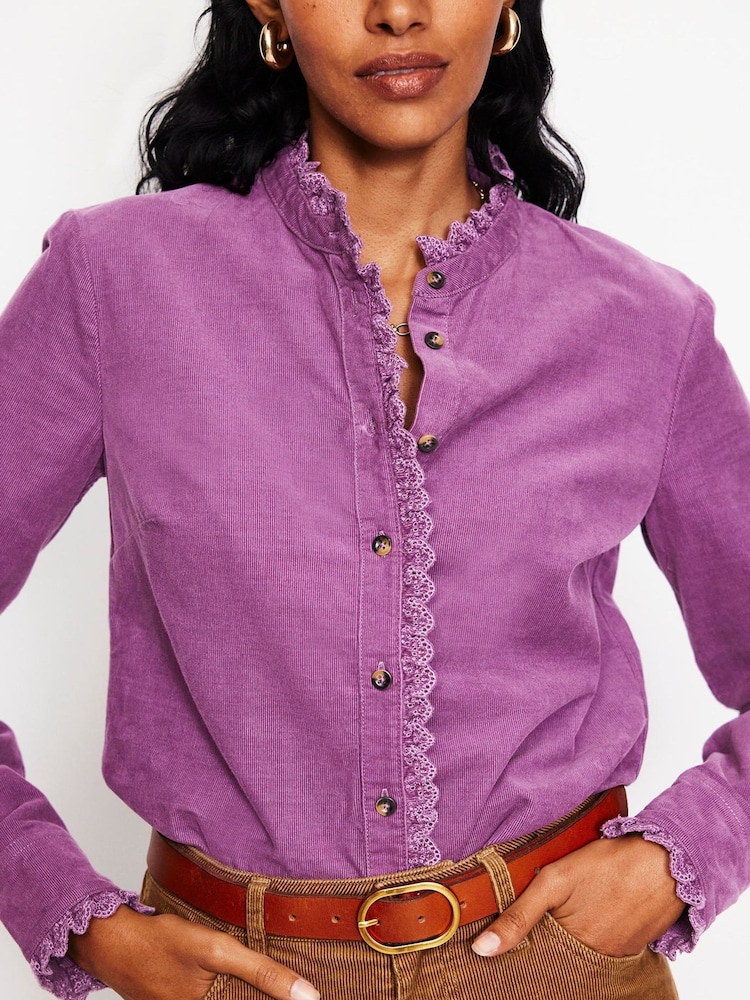 Boden Purple 100% Cotton Phoebe Cord Shirt - Image 2 of 5 Boden Purple 100% Cotton Phoebe Cord Shirt - Image 2 of 5