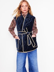 Boden Blue Velvet Wrap Waistcoat - Image 2 of 7