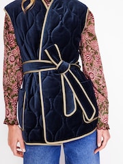 Boden Blue Velvet Wrap Waistcoat - Image 3 of 7