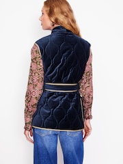 Boden Blue Velvet Wrap Waistcoat - Image 4 of 7