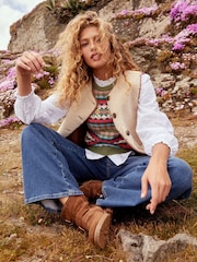 Boden Cream Borg Button Gilet - Image 1 of 6