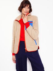 Boden Cream Truro Borg Fleece Jacket - Image 1 of 5