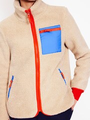 Boden Cream Truro Borg Fleece Jacket - Image 2 of 5