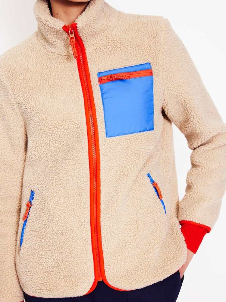 Boden Cream Truro Borg Fleece Jacket - Image 2 of 5 Boden Cream Truro Borg Fleece Jacket - Image 2 of 5