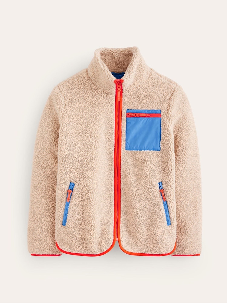 Boden Cream Truro Borg Fleece Jacket - Image 5 of 5