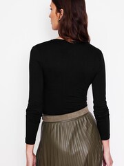 Boden Black Long Sleeve Wrap Top - Image 3 of 5