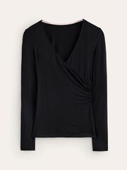 Boden Black Long Sleeve Wrap Top - Image 5 of 5