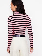 Boden Pink 100% Cotton Anna Rib Roll Neck Top - Image 2 of 5