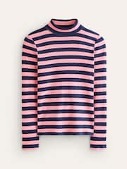 Boden Pink 100% Cotton Anna Rib Roll Neck Top - Image 5 of 5