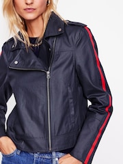 Boden Blue Biker Wax Jacket - Image 2 of 5