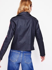 Boden Blue Biker Wax Jacket - Image 3 of 5