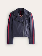 Boden Blue Biker Wax Jacket - Image 5 of 5