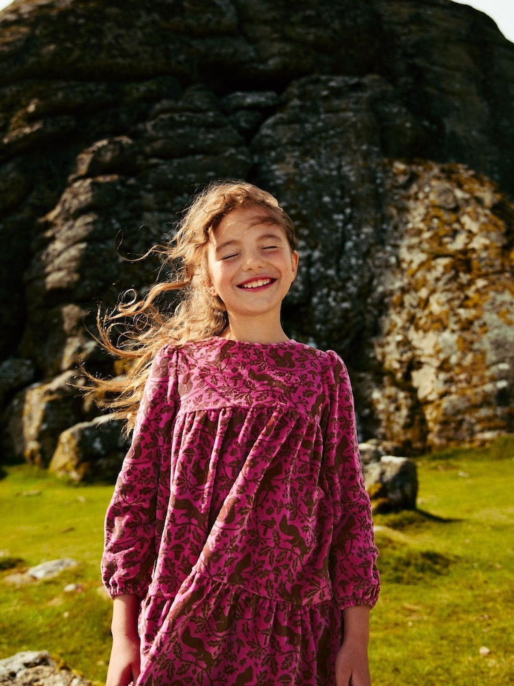 Boden Pink Tiered Velour Party Dress - Image 1 of 4 Boden Pink Tiered Velour Party Dress - Image 1 of 4