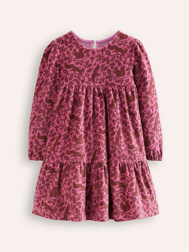 Boden Pink Tiered Velour Party Dress - Image 2 of 4 Boden Pink Tiered Velour Party Dress - Image 2 of 4