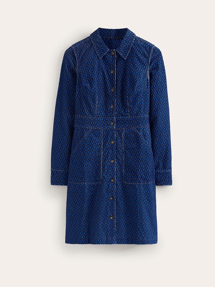 Boden Blue Flora Cord Shirt Dress - Image 5 of 5 Boden Blue Flora Cord Shirt Dress - Image 5 of 5