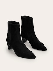 Boden Black Back Panel Heeled Ankle Boots - Image 3 of 4