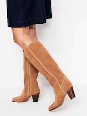 Boden Brown Almond Toe Heeled Knee High Boots - Image 1 of 4