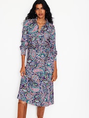 Boden Blue Laura Jersey Midi Shirt Dress - Image 2 of 6