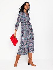 Boden Blue Laura Jersey Midi Shirt Dress - Image 4 of 6