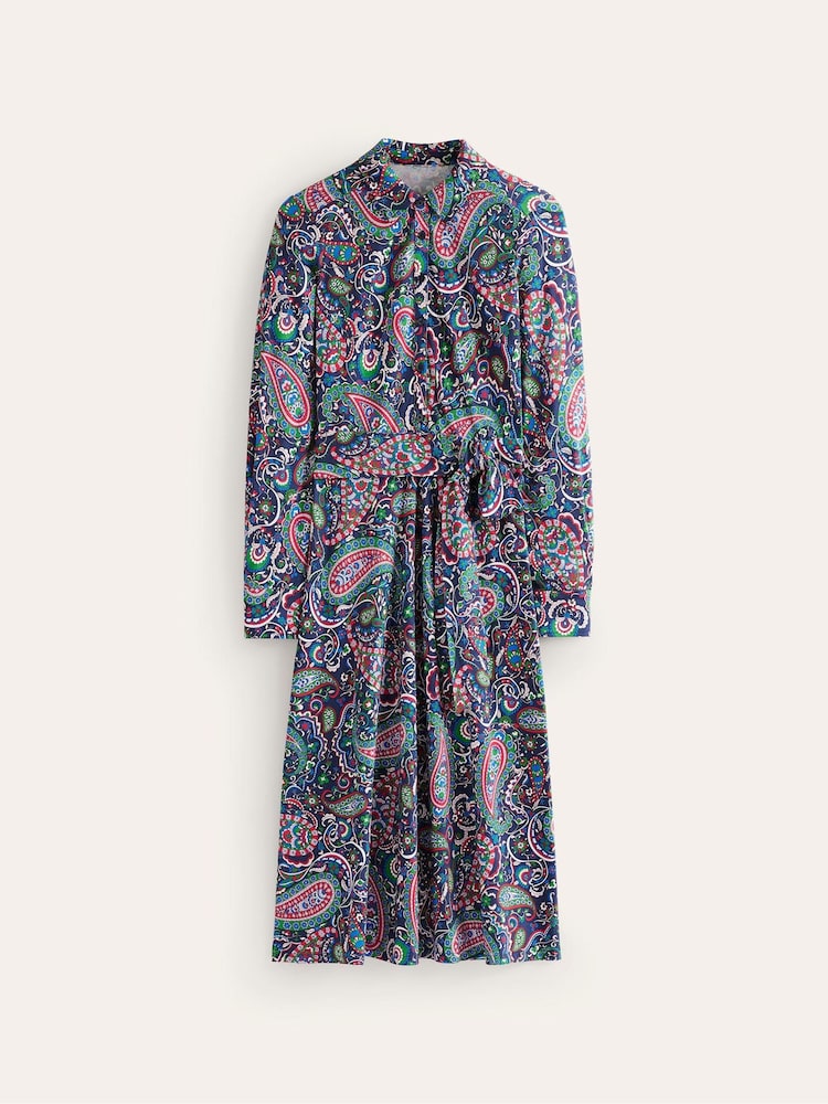 Boden Blue Laura Jersey Midi Shirt Dress - Image 6 of 6