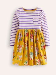 Boden Yellow Autumn Hotchpotch 100% Cotton Jersey Dress - Image 1 of 4