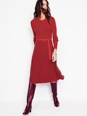 Boden Red Lola Knitted Midi Dress - Image 4 of 7