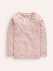 Boden Pink Ruffle Sparkle Pointelle T-Shirt - Image 1 of 3