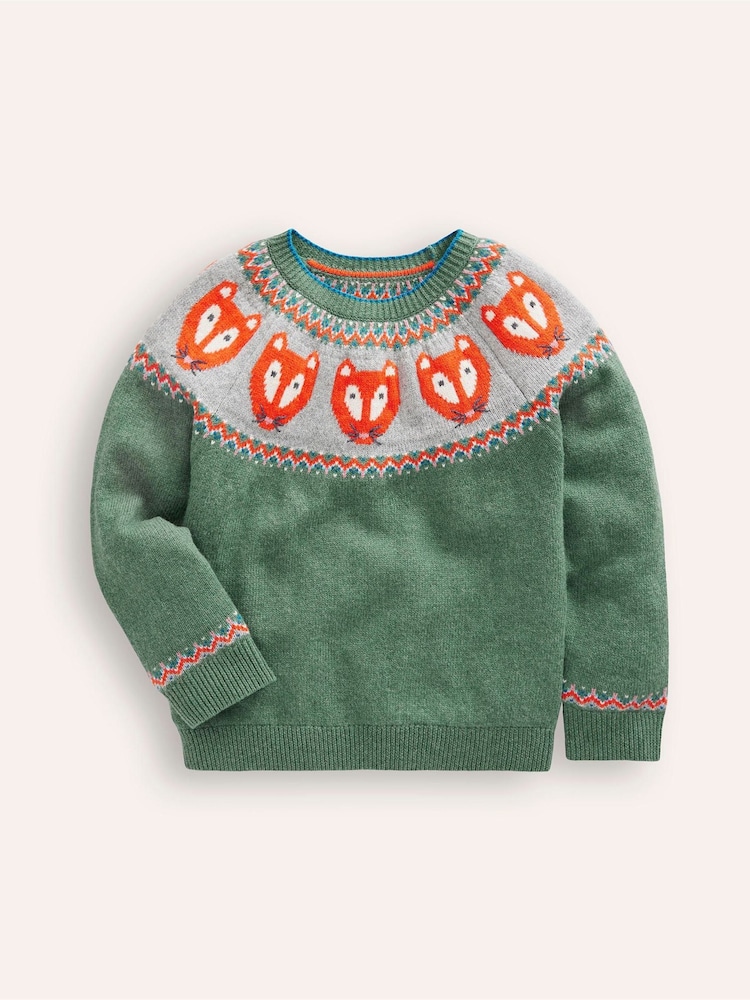Boden Green Fox Fair Isle Pattern Jumper - Image 2 of 4