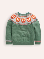 Boden Green Fox Fair Isle Pattern Jumper - Image 3 of 4