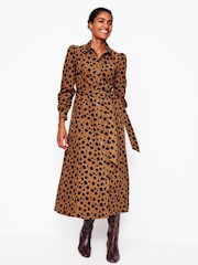 Boden Brown 100% Cotton Aubrey Cord Midi Shirt Dress - Image 2 of 5