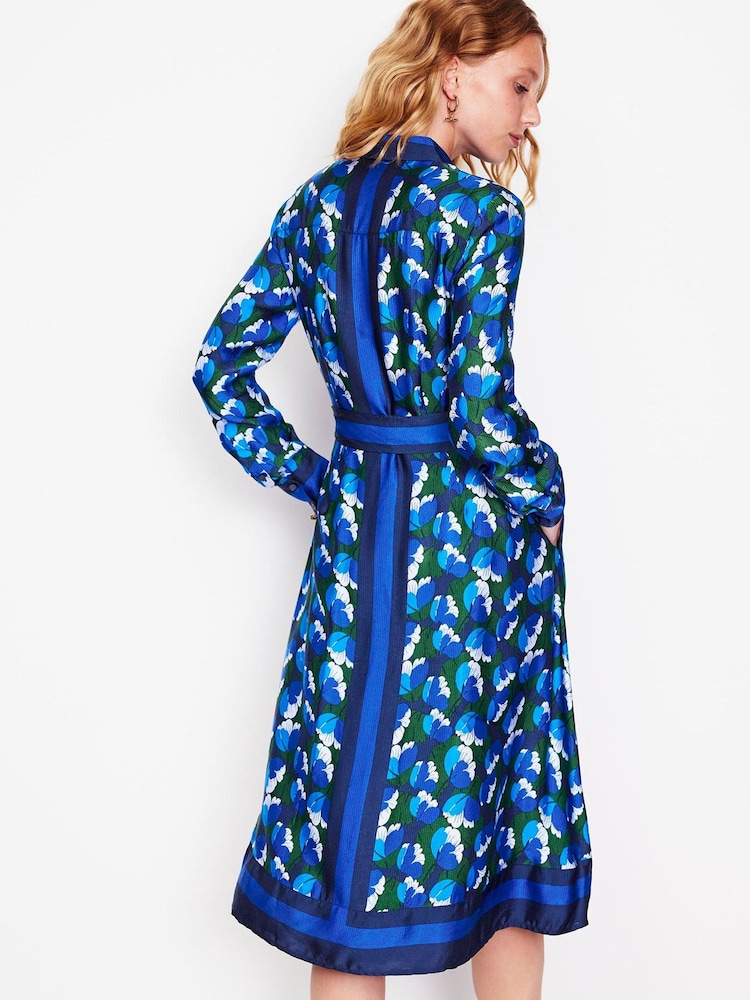Boden Blue Kate Satin Shirt Dress - Image 2 of 5