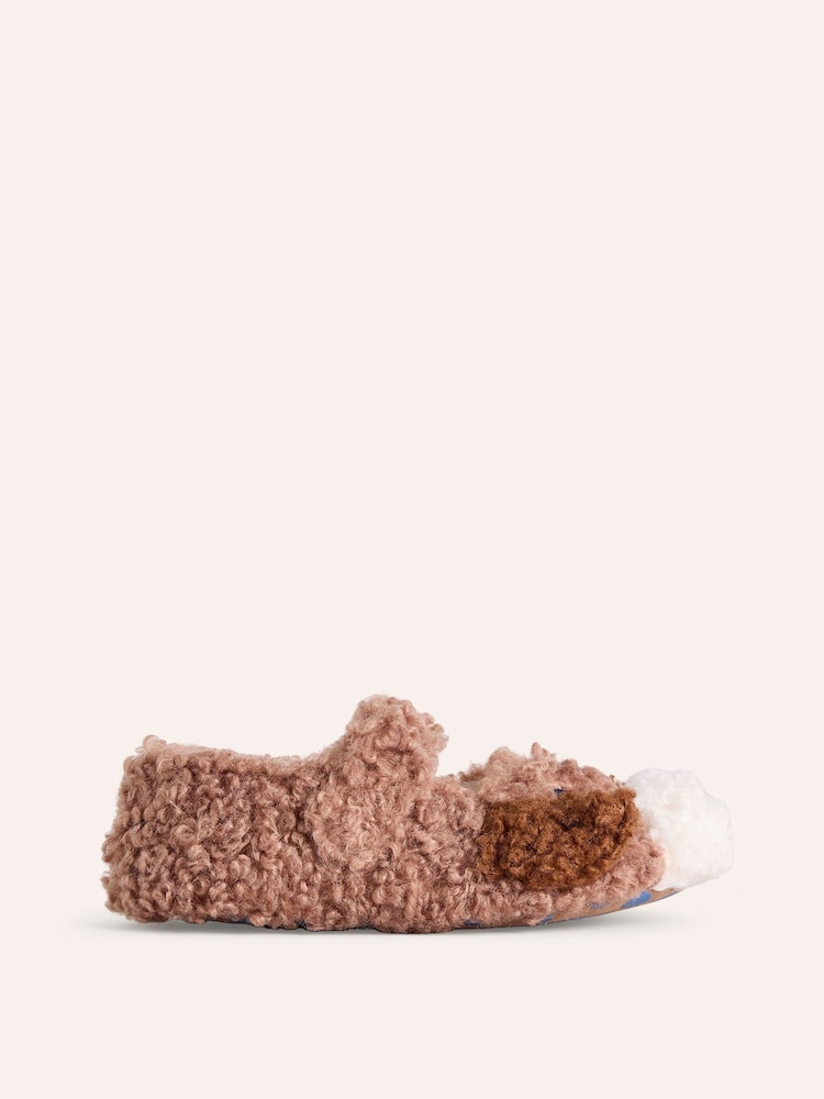 Boden Brown Dog Borg Slippers - Image 2 of 4 Boden Brown Dog Borg Slippers - Image 2 of 4