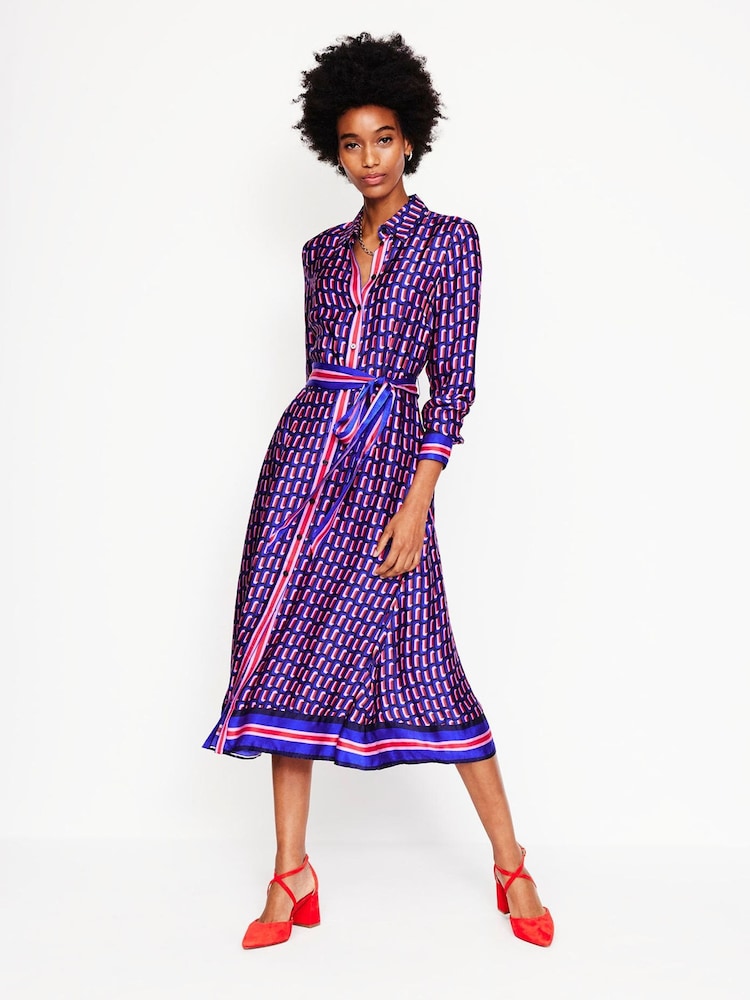 Boden Dark Blue Kate Satin Shirt Dress - Image 2 of 6