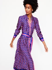 Boden Dark Blue Kate Satin Shirt Dress - Image 4 of 6