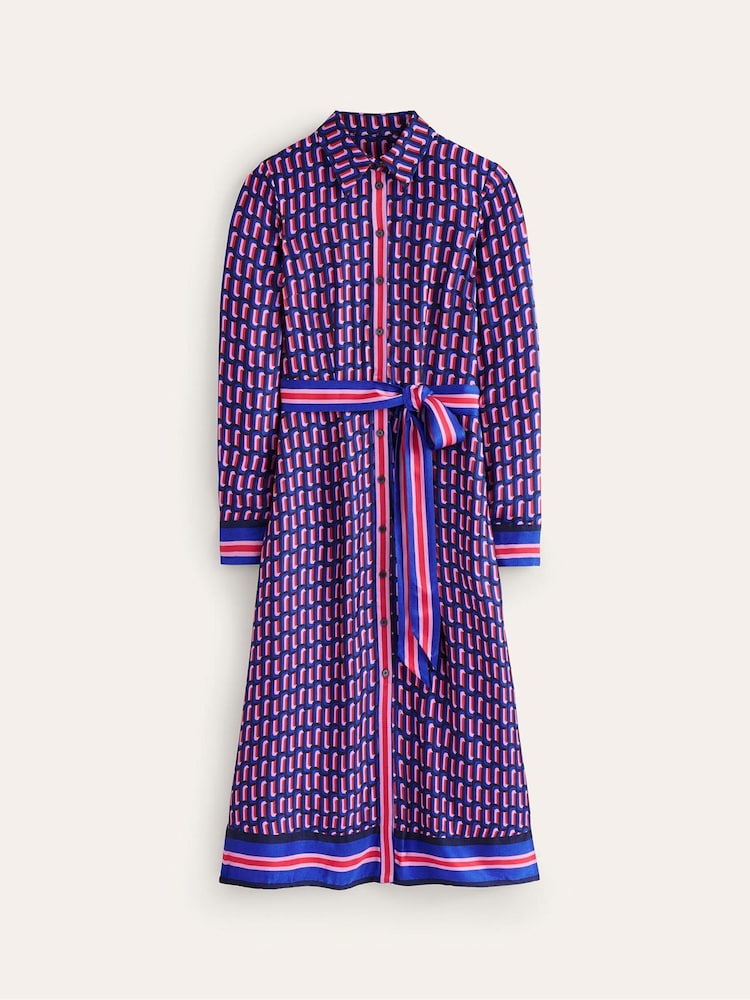 Boden Dark Blue Kate Satin Shirt Dress - Image 6 of 6