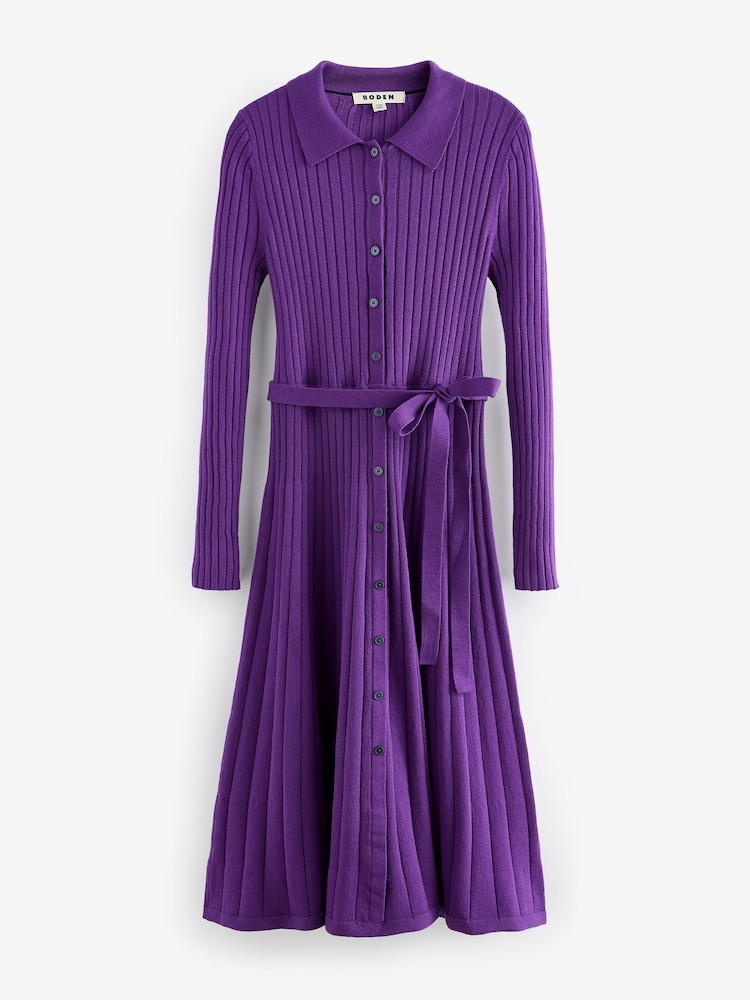 Boden Purple Rachel Knitted Shirt Dress - Image 2 of 2