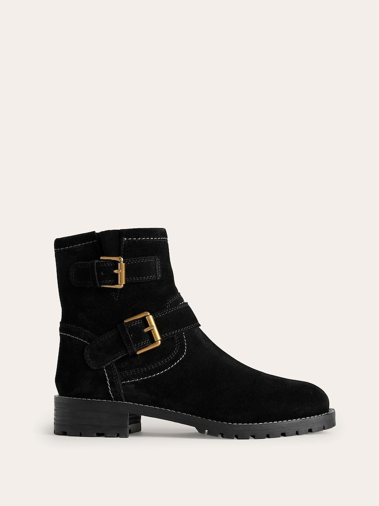 Boden Black Buckled Biker Boots - Image 2 of 4