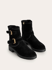 Boden Black Buckled Biker Boots - Image 3 of 4