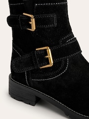 Boden Black Buckled Biker Boots - Image 4 of 4
