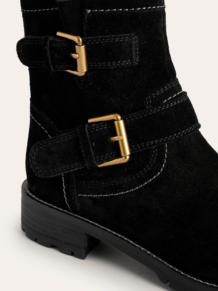 Boden Black Buckled Biker Boots - Image 4 of 4